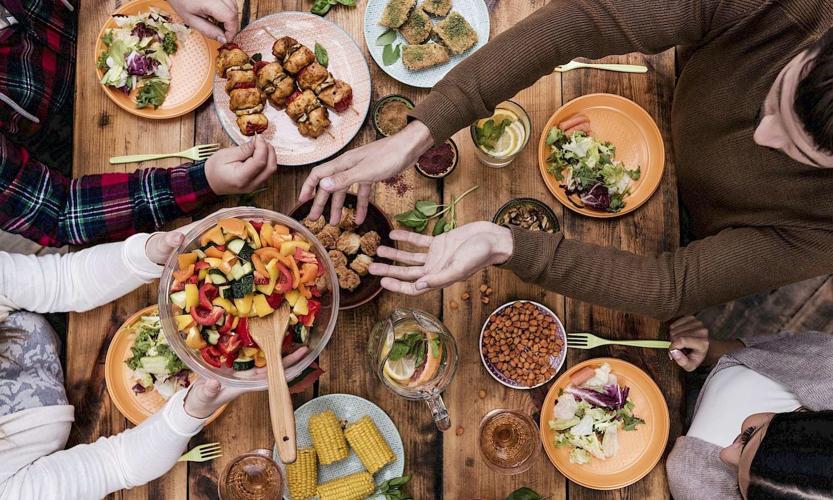 Family sharing dinner
