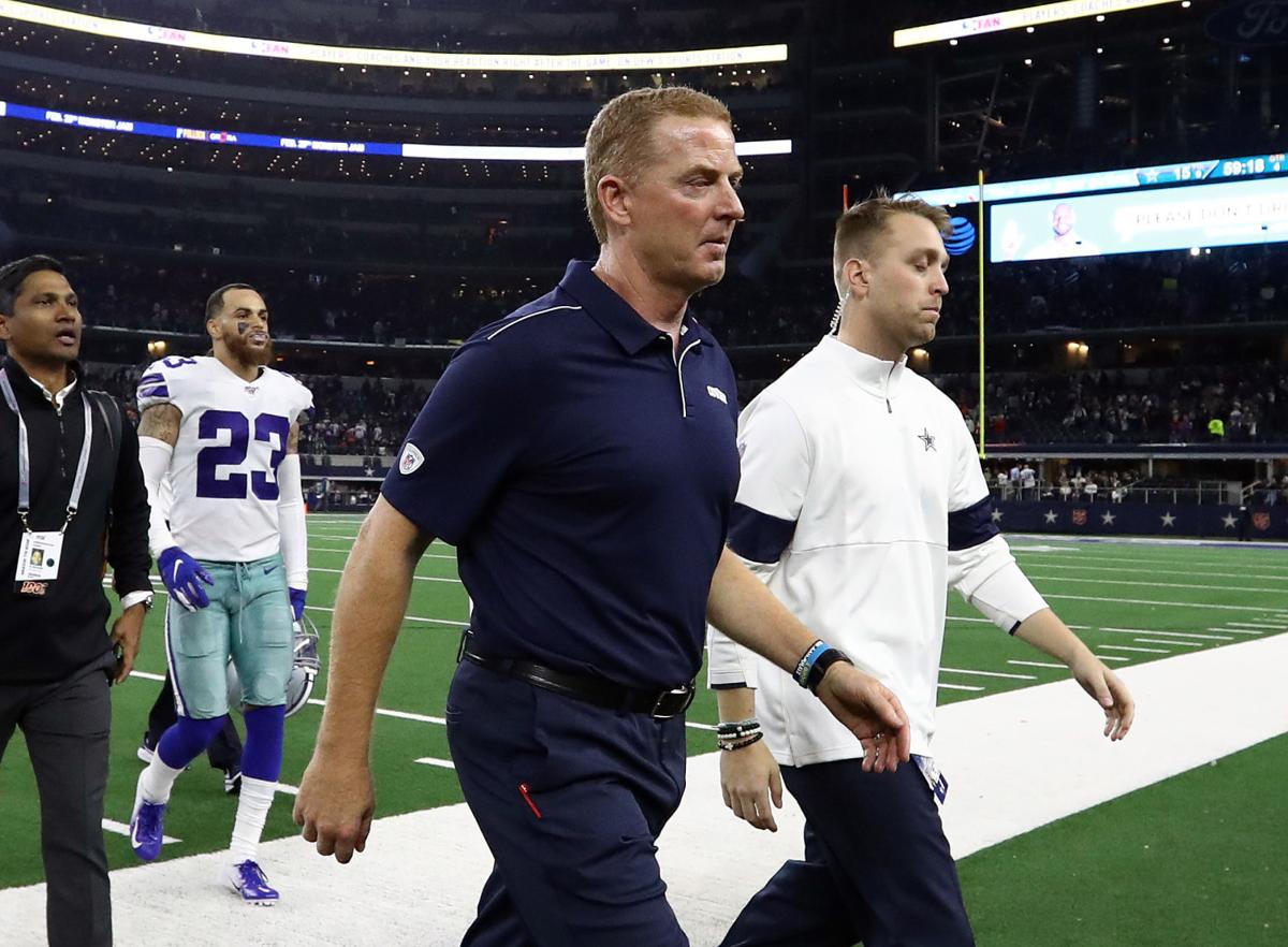 ARLINGTON, TEXAS - NOVEMBER 28: Head coach Jason Garrett of the Dallas Cowboys walks off the field after a 26-15 loss against the Buffalo Bills at AT&T Stadium on November 28, 2019 in Arlington, Texas.