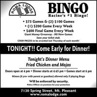 ROMA LODGE BINGO - Ad from 2026-06-18