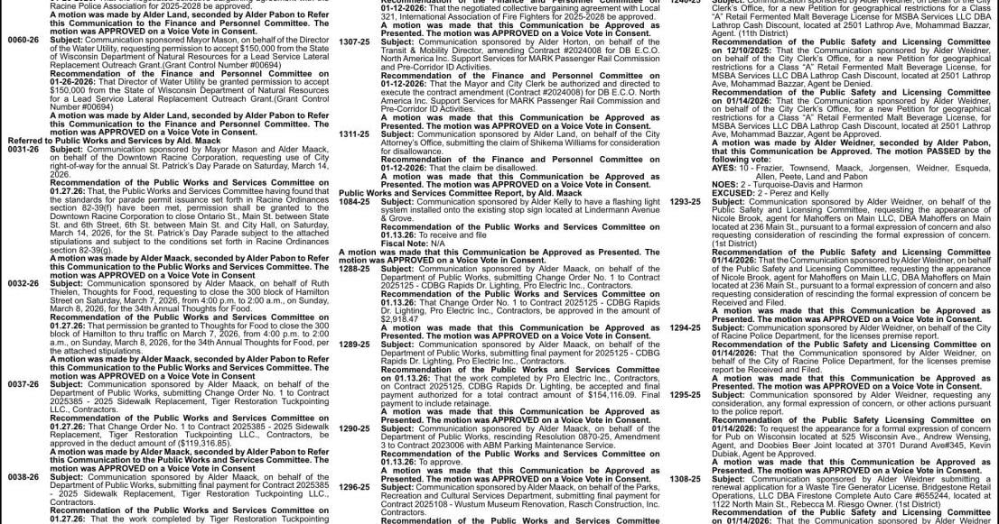 RACINE CITY COMMON COUNCIL - Ad from 2026-02-11