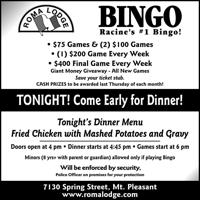 ROMA LODGE BINGO - Ad from 2026-08-20