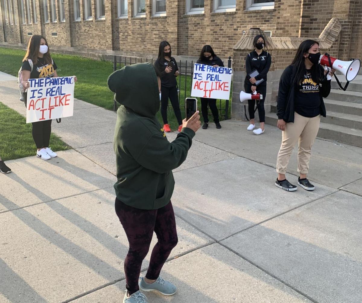 St. Cat's students protest before start of school