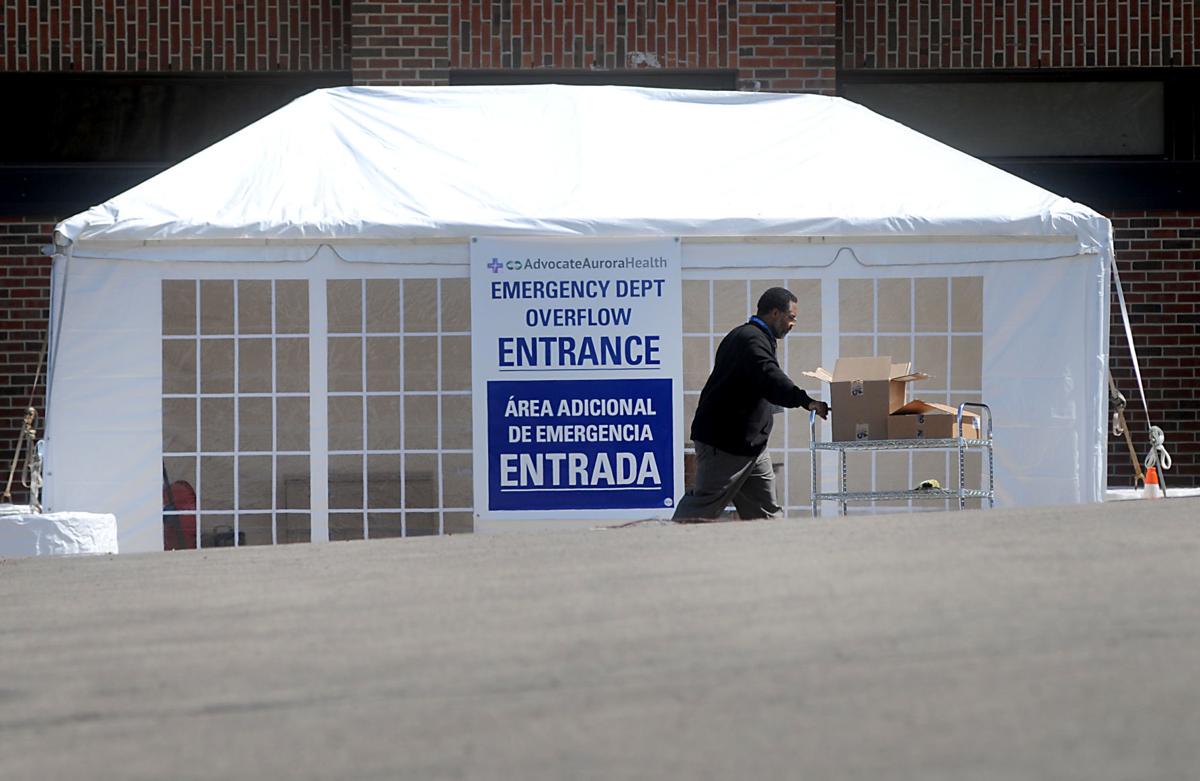 Burlington coronavirus tent stock Aurora Memorial Hospital Advocate
