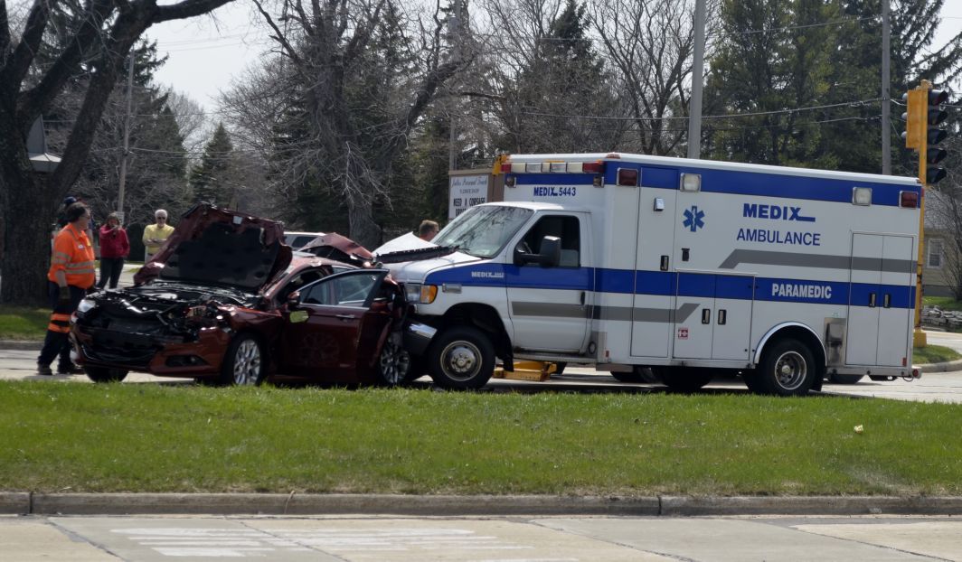 Two injured in crash involving ambulance