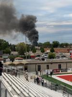 Black smoke on Racine's north side as seen from Horlick Field