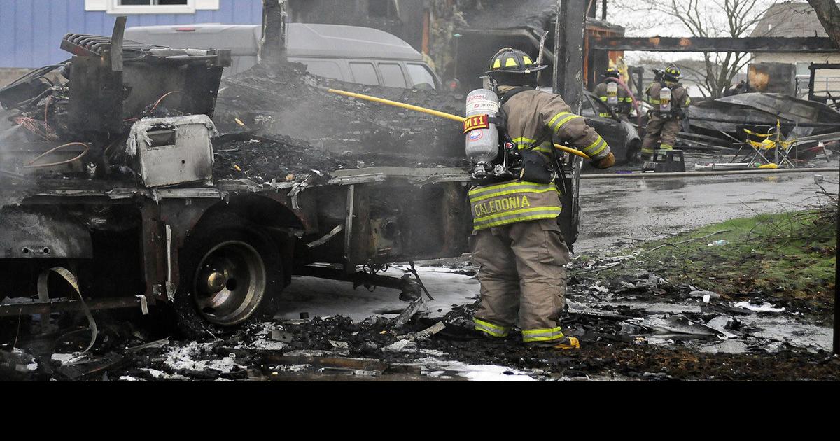 Caledonia fire destroys motor home, vehicle and garage