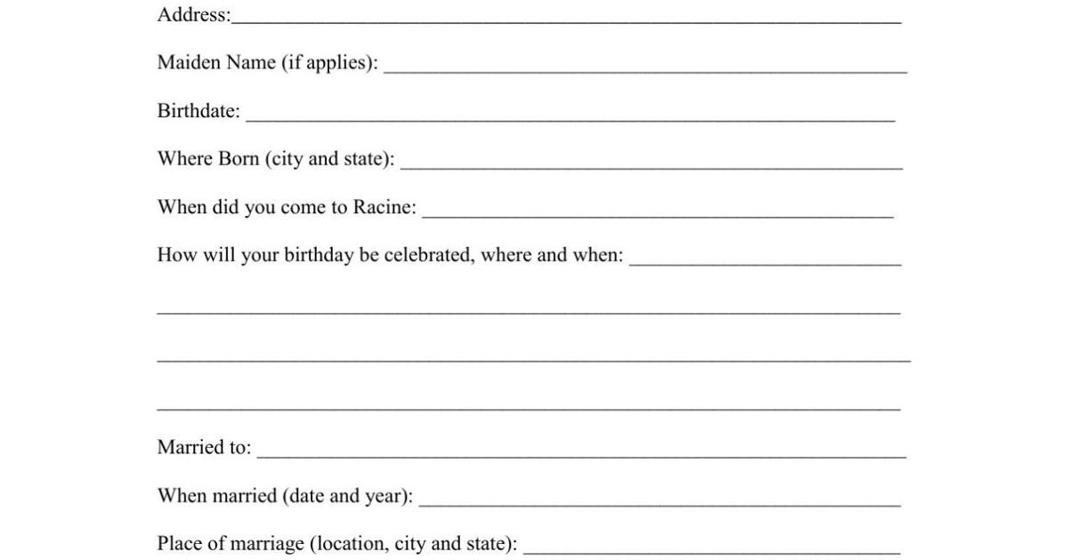 Birthday Form