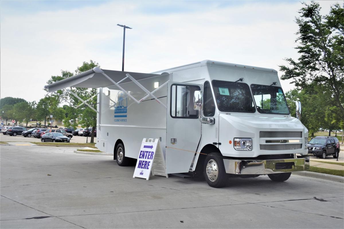 City of Racine mobile van at library