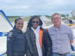 Detective Tonya Scarvers, Soija Cameron, with pilot Ralph Skorupa.