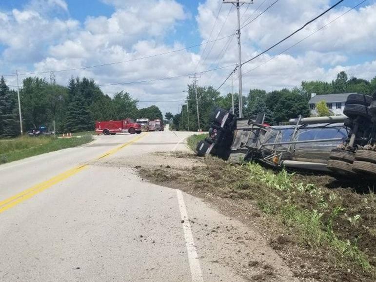 Update Tanker Truck That Rolled Over Was Carrying A Very Flammable Liquid Caledonia Police Dept Says Local News Journaltimes Com