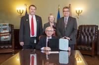 Nov. 20, 2019 - Miller Park Tax bill signing with Robert Wittke and Tony Evers