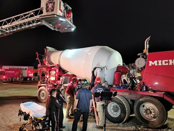 Man rescued from concrete mixing drum 1