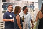 A crowd in conversation