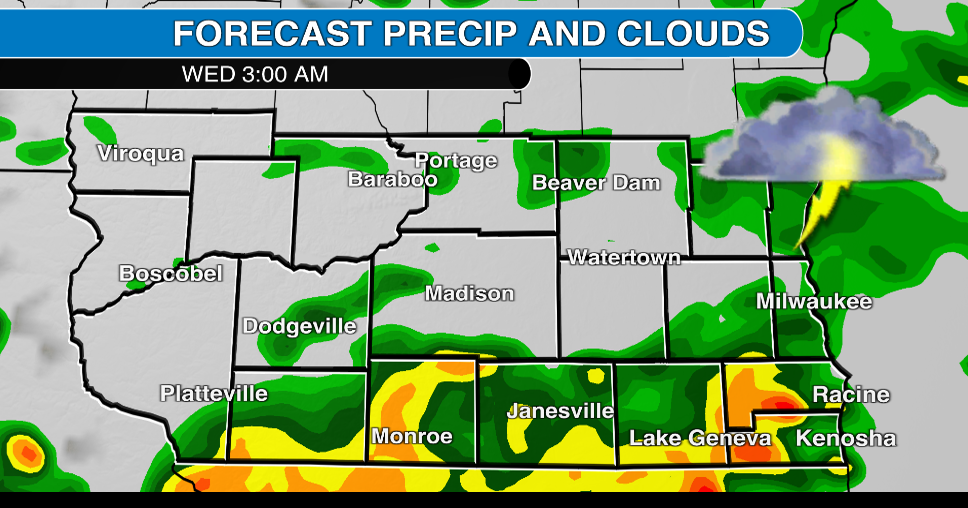 Rain for southern Wisconsin Tuesday night and Wednesday; small chance of severe storms -Matt Holiner’s forecast