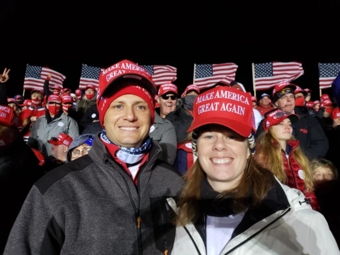 Adam and Hannah Steen at a Donald Trump rally