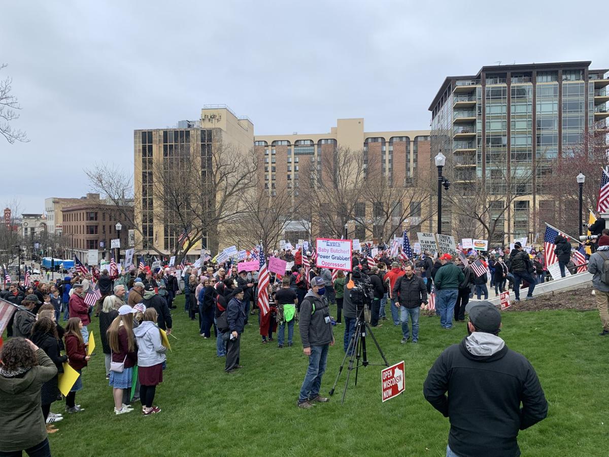 Protesters swarm state Capitol calling for end of Tony Evers' stay-at