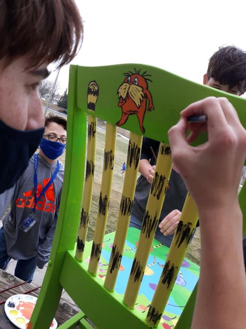 cchs student painting chair