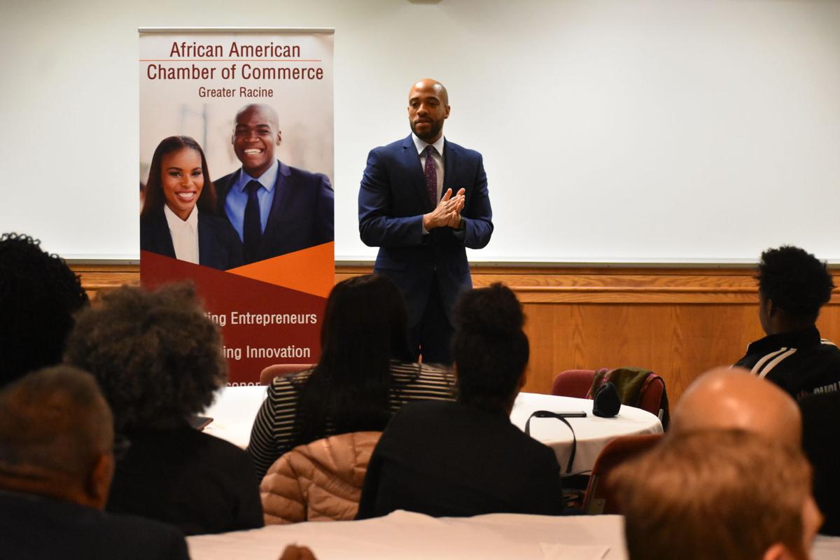 Barnes speaking to African American Chamber of Commerce Greater Racine