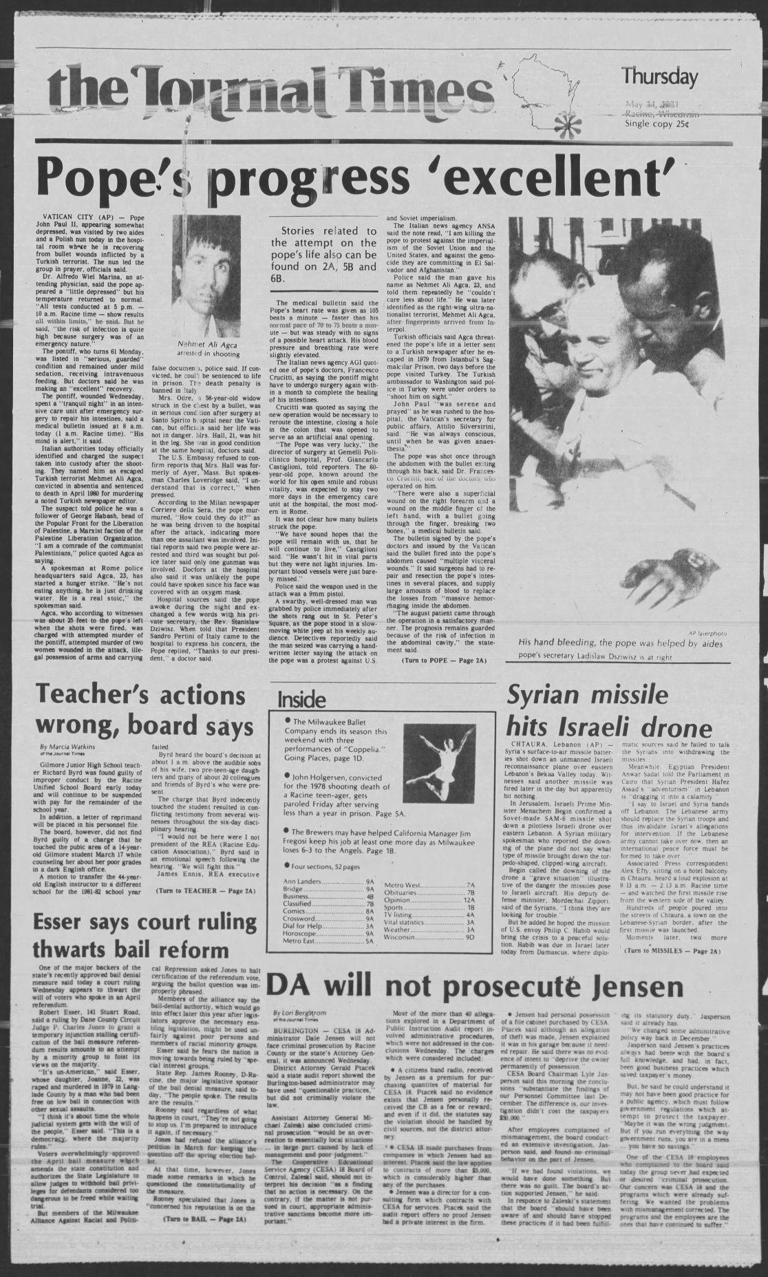 Pages from the past, May 14 Racine police investigating man's death