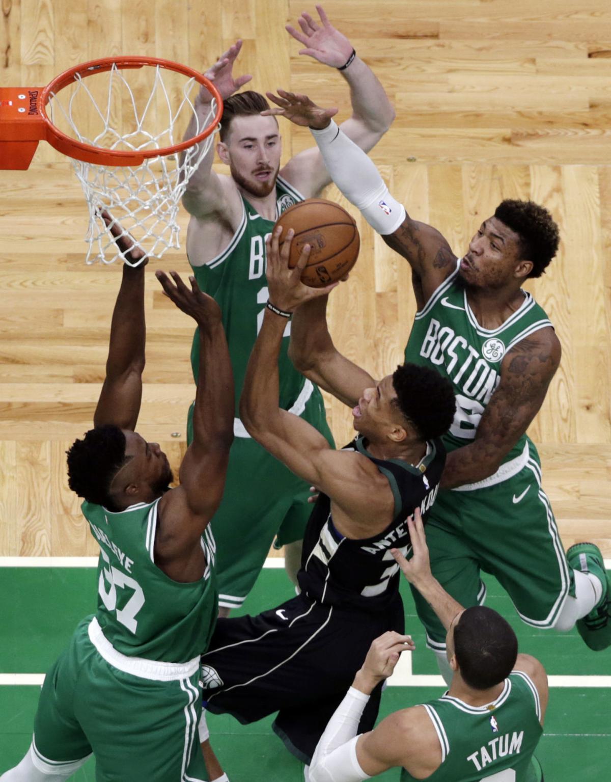 Bucks Giannis Scores 30 Cream Boston 120 107 Basketball