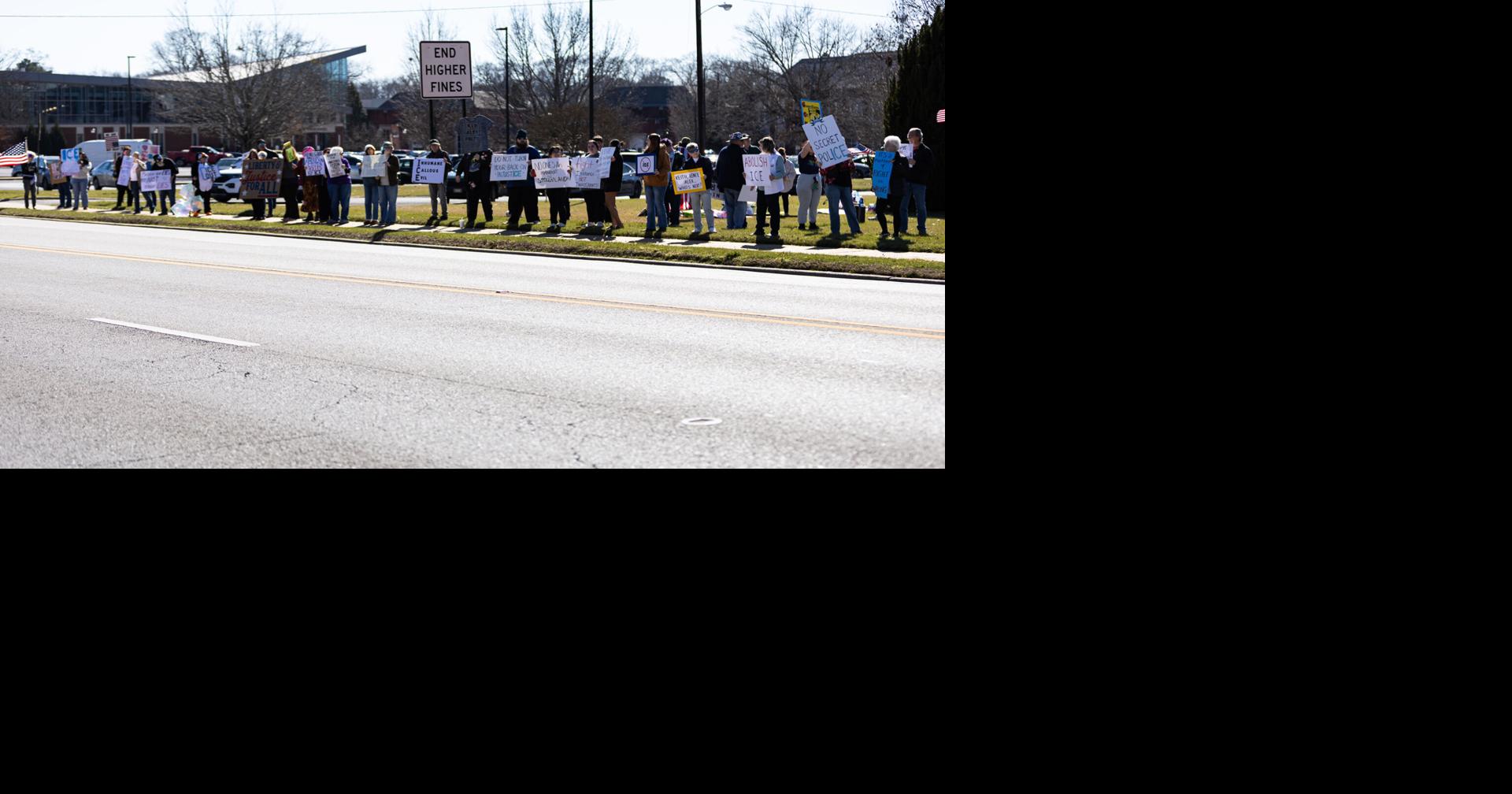 Students and residents gather to protest ICE policies at Jax State