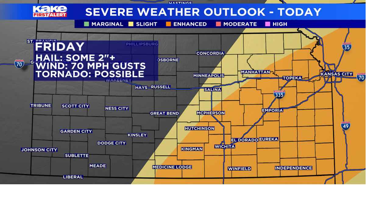 Early afternoon storms could produce large hail, high wind gusts and ...