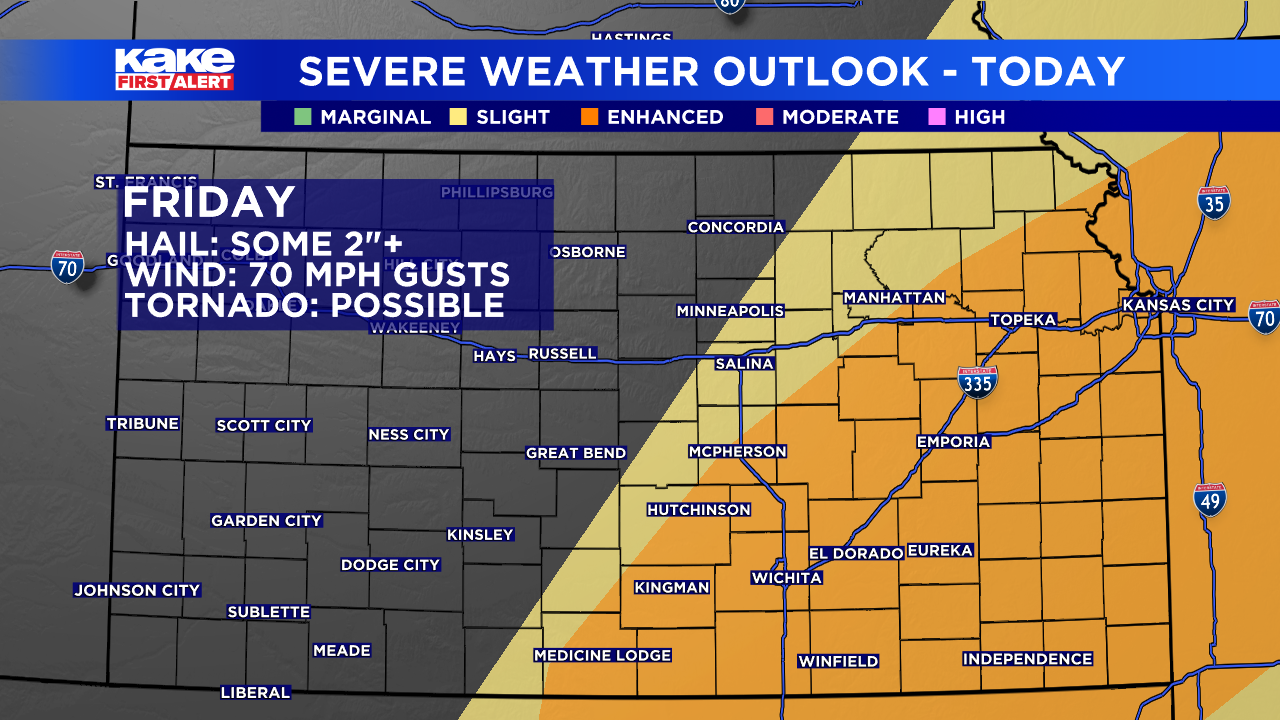 Early afternoon storms could produce large hail, high wind gusts and ...