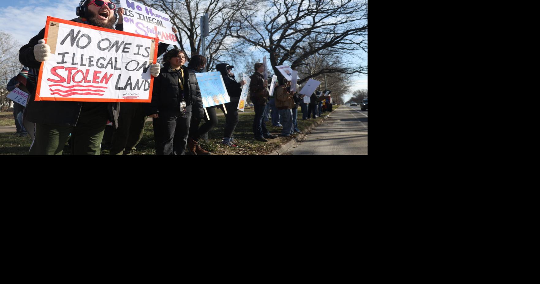 Native American students lead protest against ICE presence in Kansas ...