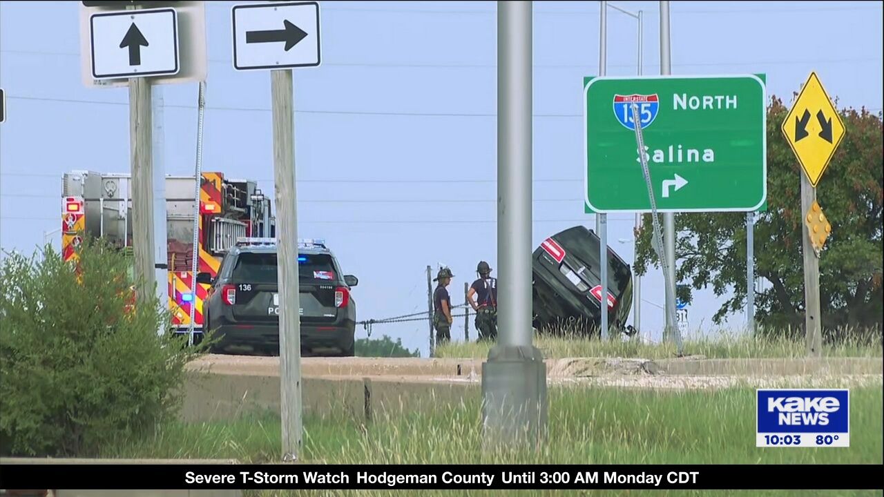 One-vehicle crash at Harry and I-135 | Video | kake.com