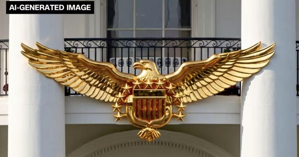 Trump posts apparent AI-generated image of large, golden eagle affixed to Truman Balcony