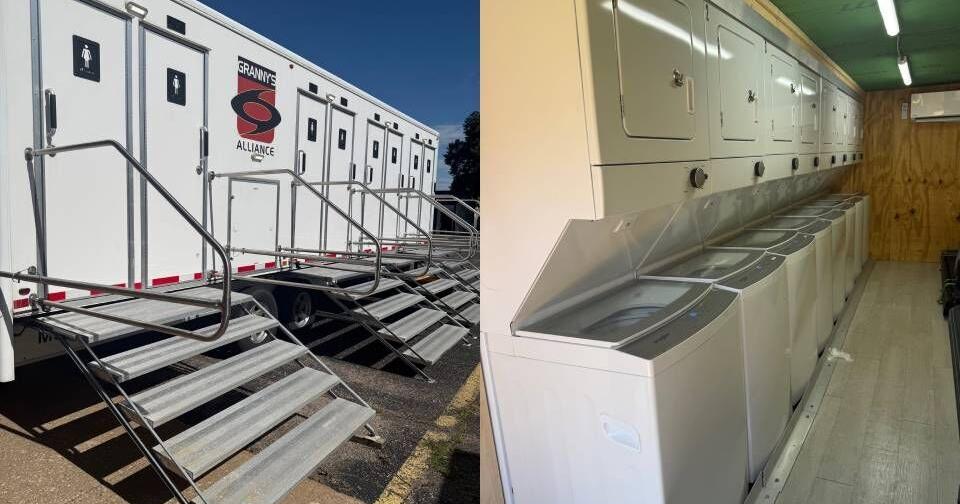 Mississippi emergency relief company offers free showers and laundry for Salina residents affected by storms