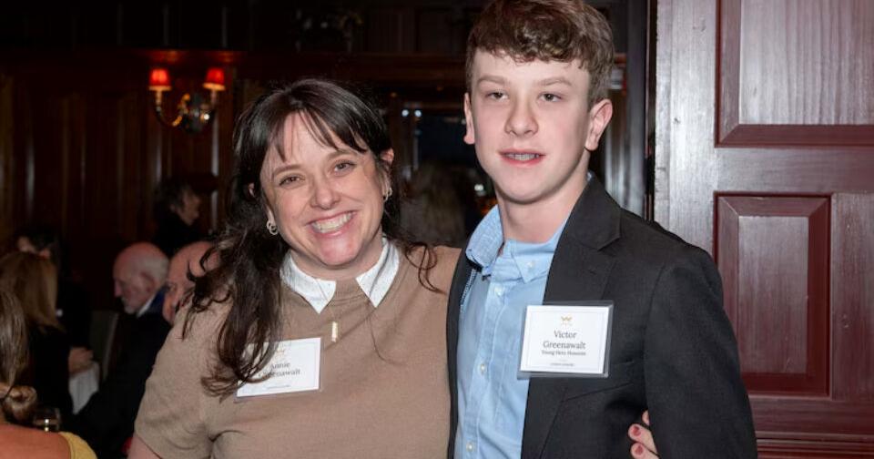 Boy receiving Citizen Honor Award for shielding classmate during school ...
