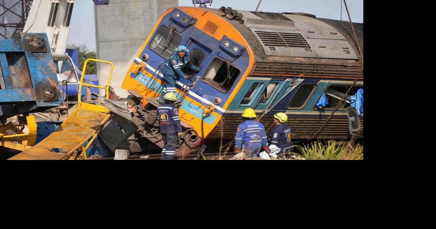A construction crane falls onto a moving train in Thailand, killing at ...