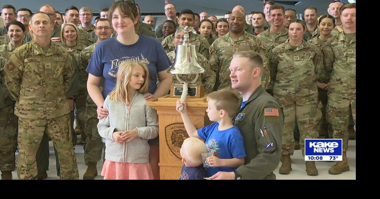 5-year-old rings bell at McConnell Air Force Base to mark successful end to cancer treatment