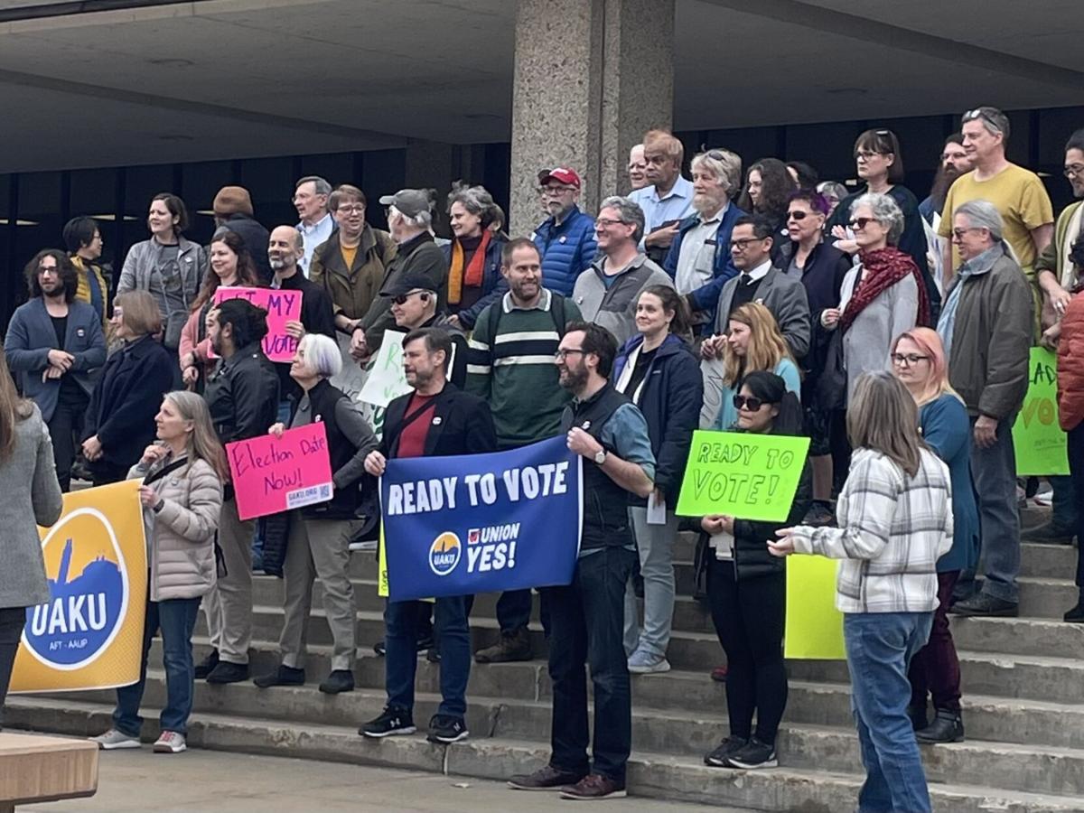 UAKU rally urges Chancellor to set date for vote News kansan com