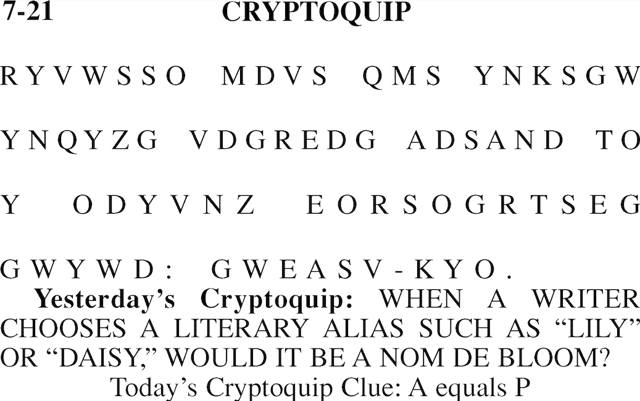 Cryptoquip Arts Culture kansan com