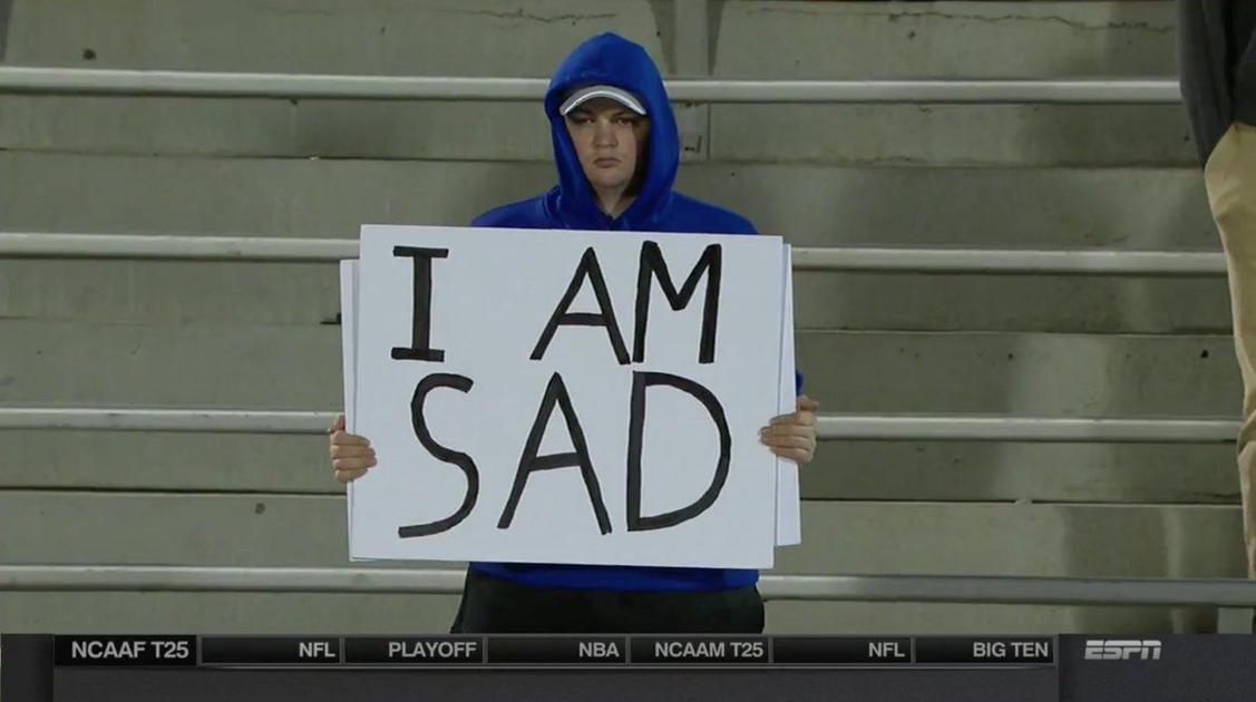 From fan to meme: Meet the sad KU football fan from the Jayhawks' senior  day | | kansan.com
