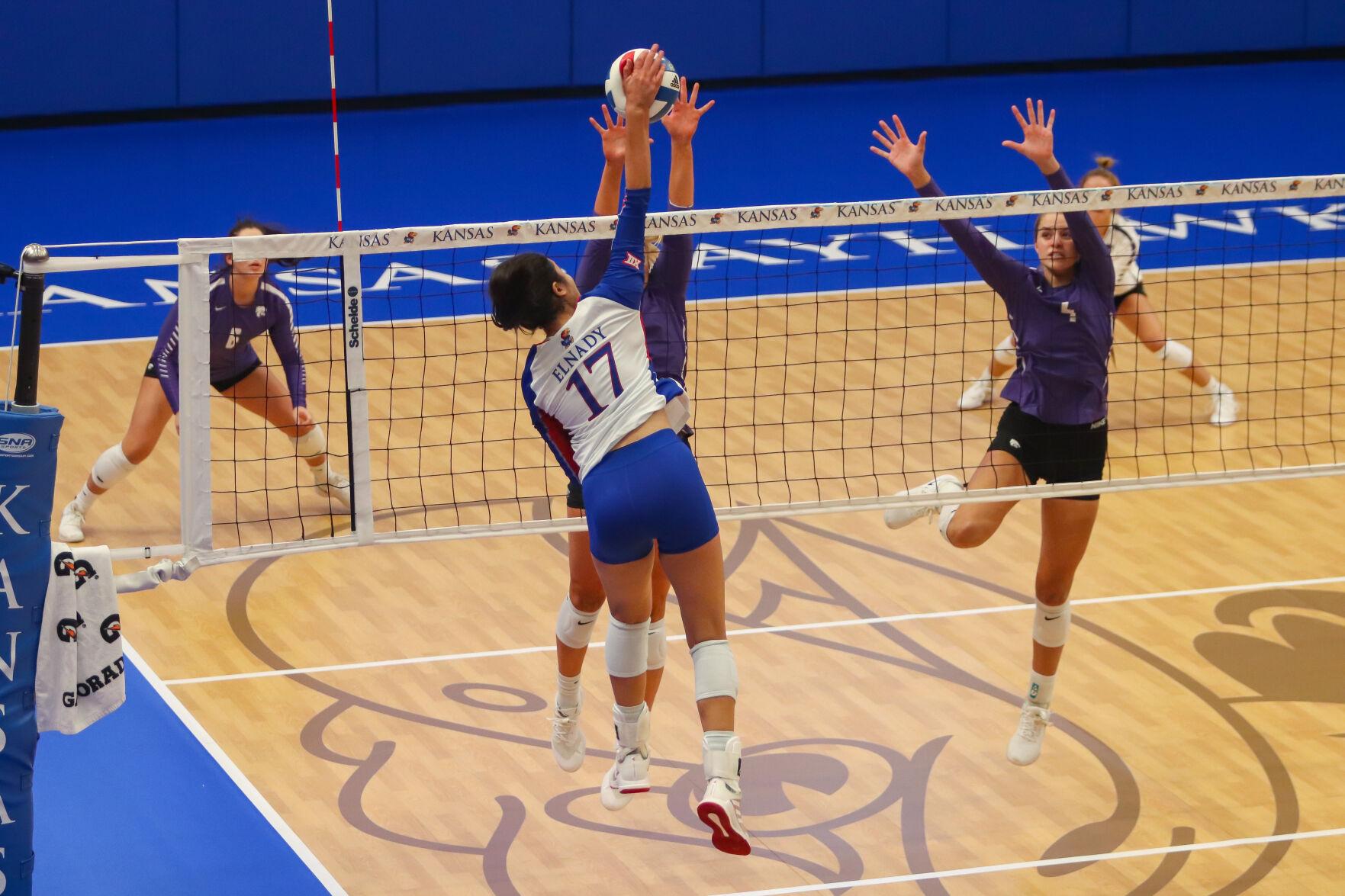Kansas volleyball defeats No. 11 Kansas State 3-1, snaps seven-match