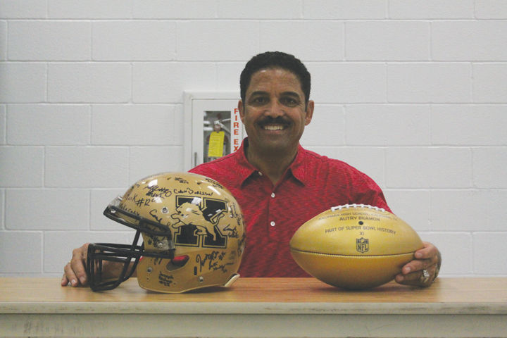 Golden football helmet of hot sale participation