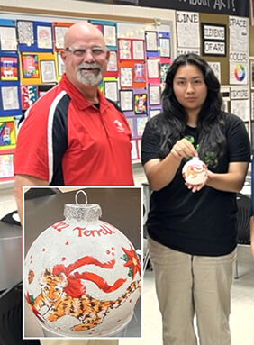 Terrell High School student paints ornament for Capitol Christmas tree