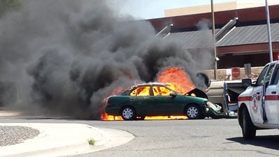 UPDATED: Wreck causes car fire on Stockton Hill Road [with video ...