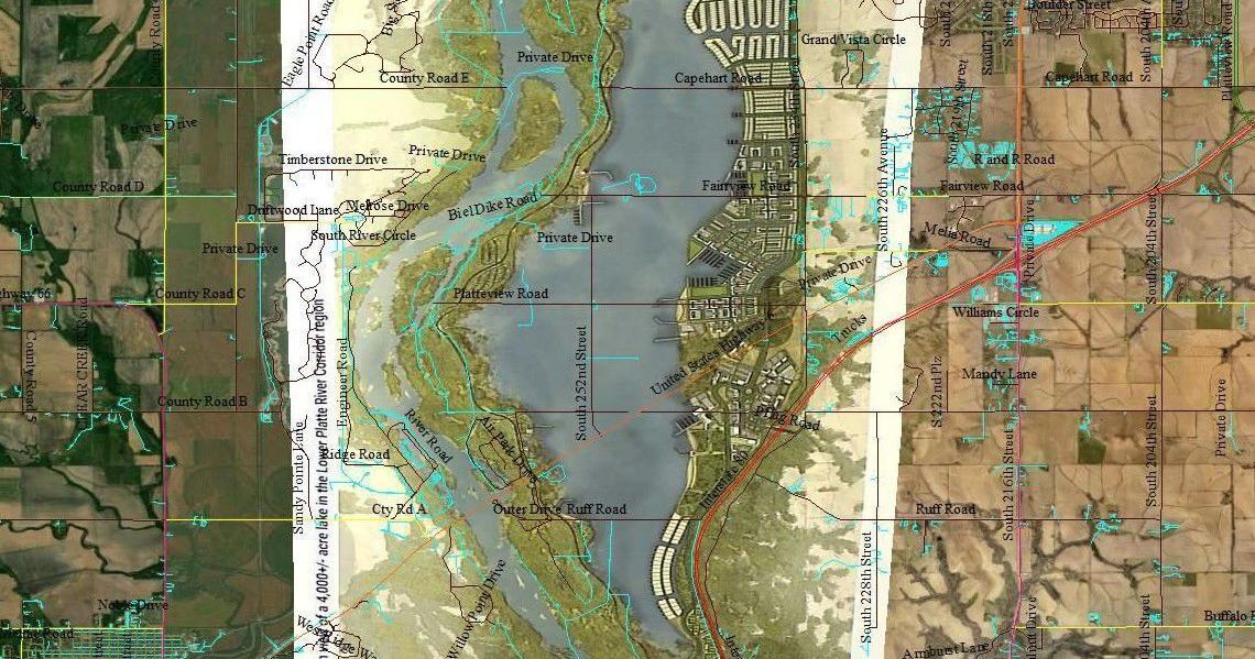 No site selected, but image of proposed lake fits like puzzle piece between Gretna and Ashland - Kearney Hub