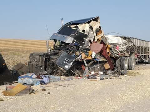 Semis collide