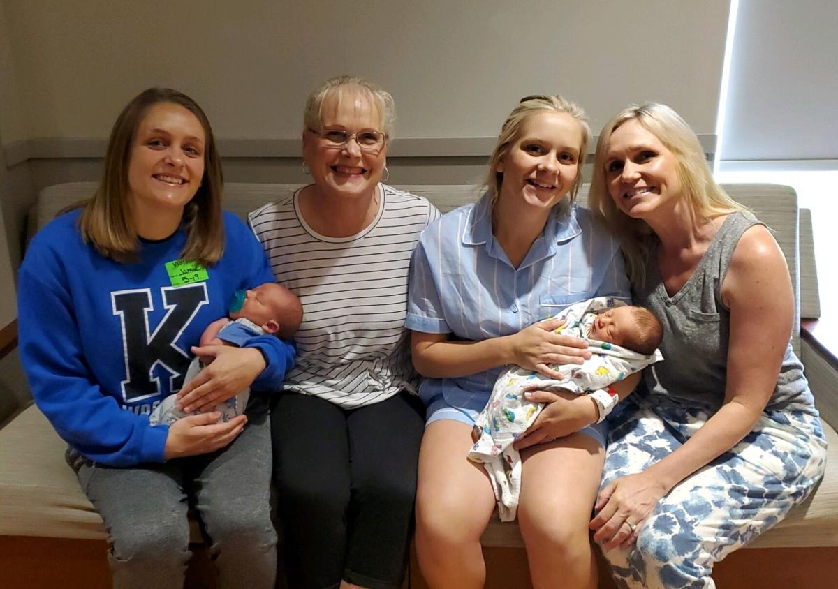Grandma with newborns