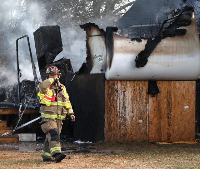 Kearney firefighters battle RV, structure fire north of Kearney