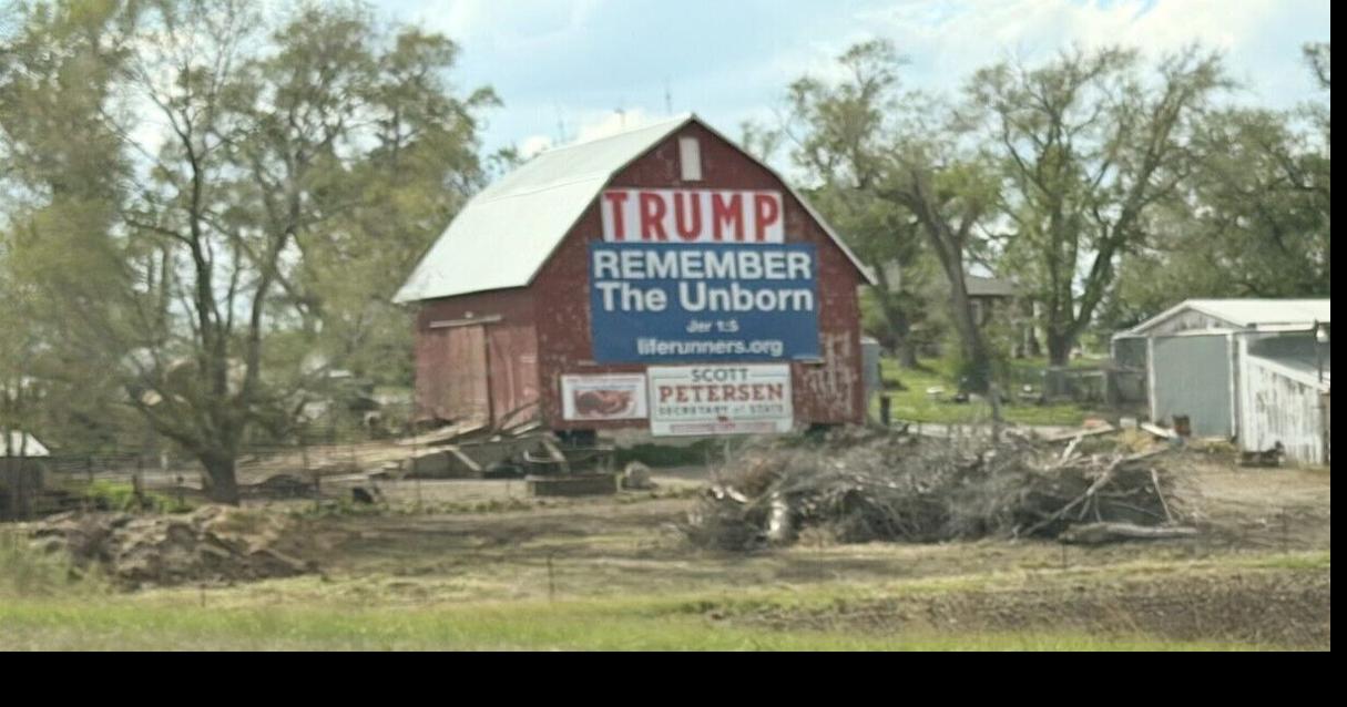 ‘Trump Barn’ sign returns along I-80 after wind blew it down, thanks to anonymous donor