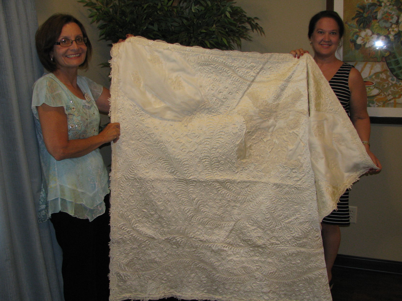 Wedding dress gets new life as quilt