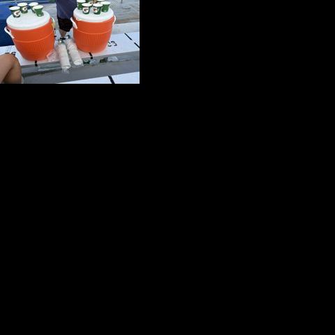 stair climb - p1 - passing out water