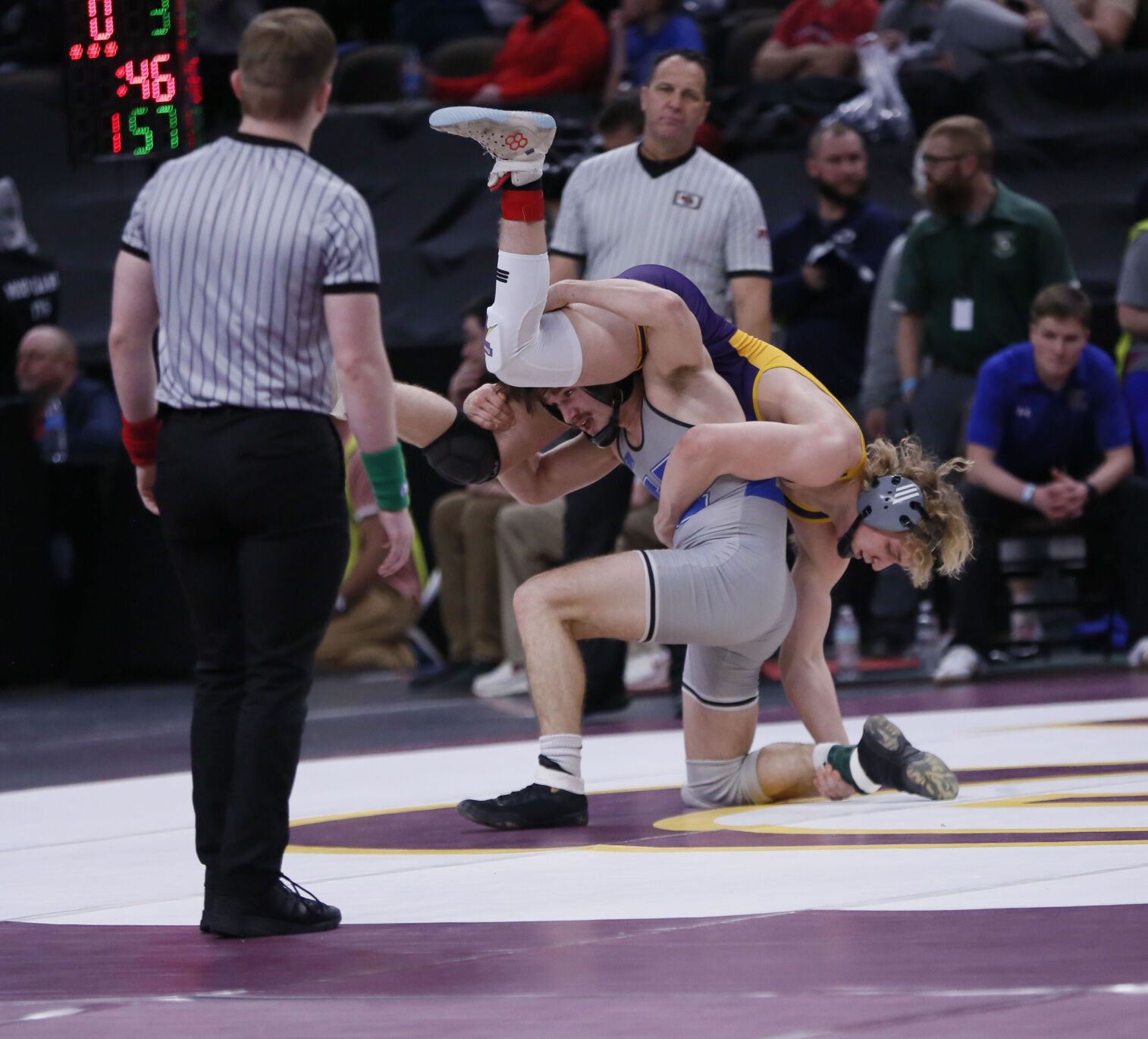 Bearcats, Amherst second after first day at state wrestling meet