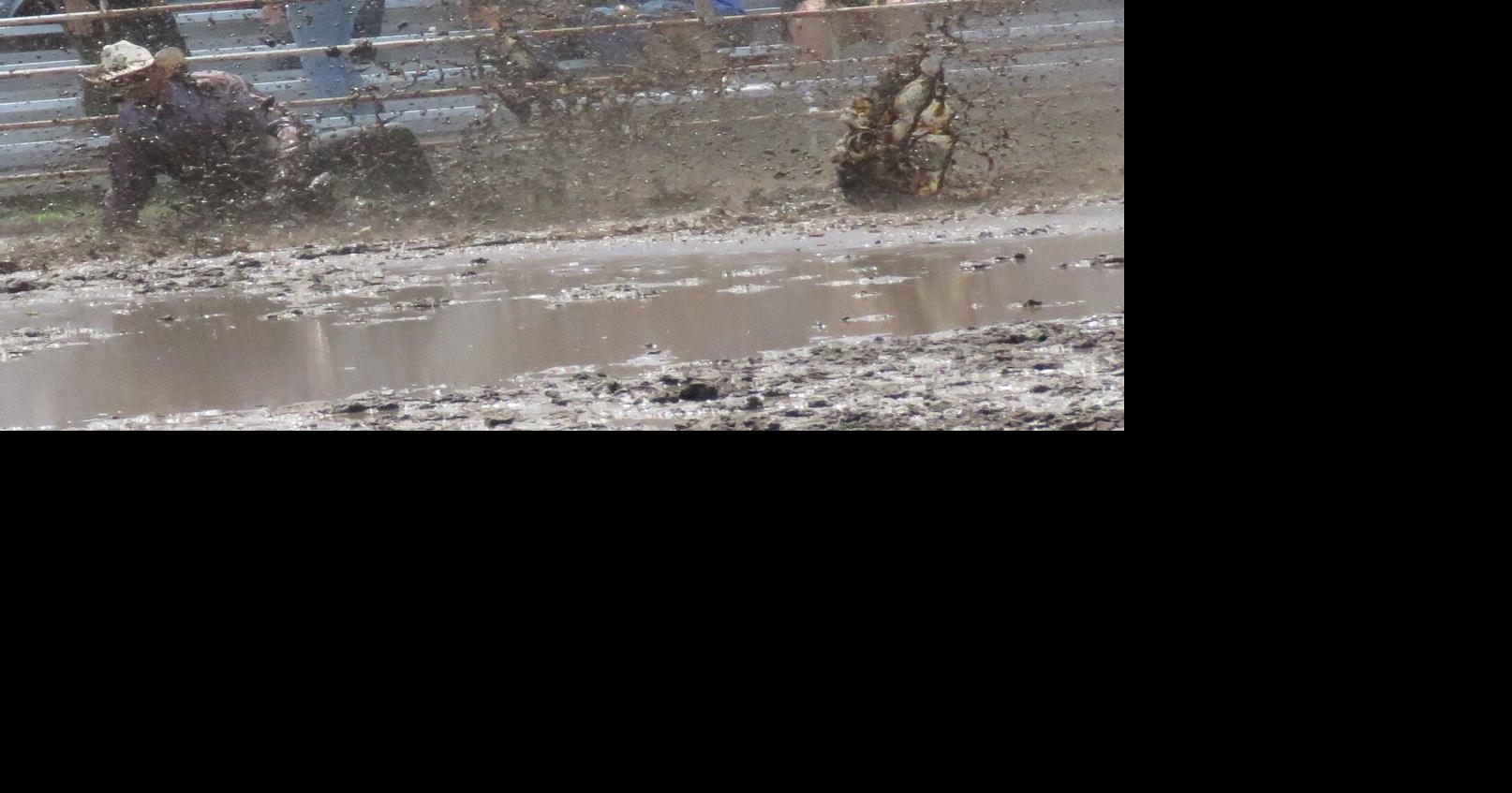 Mud wrestling at the Sumner rodeo